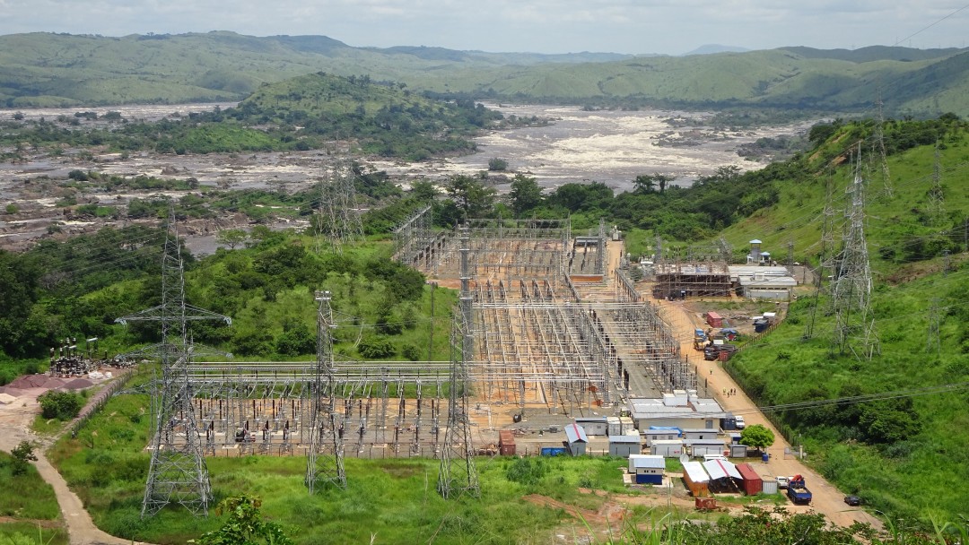 Substation between forest and meadows on the Congo River