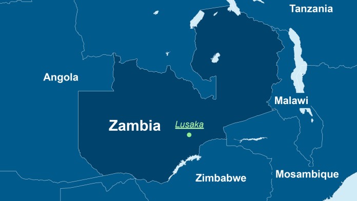 Map of Zambia and capital Lusaka